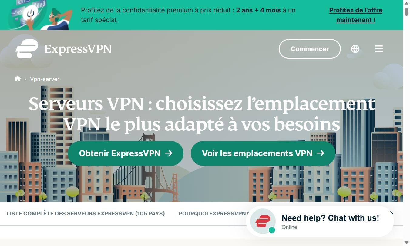 Serveurs ExpressVPN dans 105 pays — choisissez l'emplacement VPN le plus adapté à vos besoins