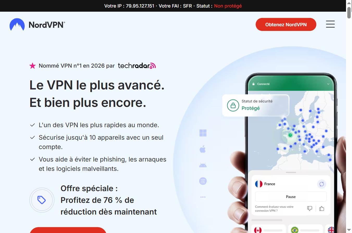 NordVPN — Athènes rapide, Panama