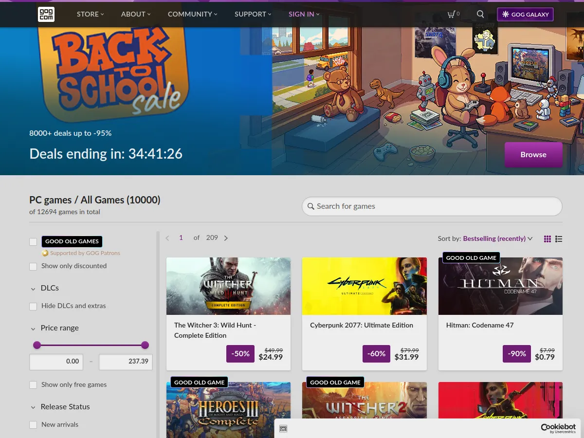 Catalogue de jeux PC sans DRM sur GOG.com